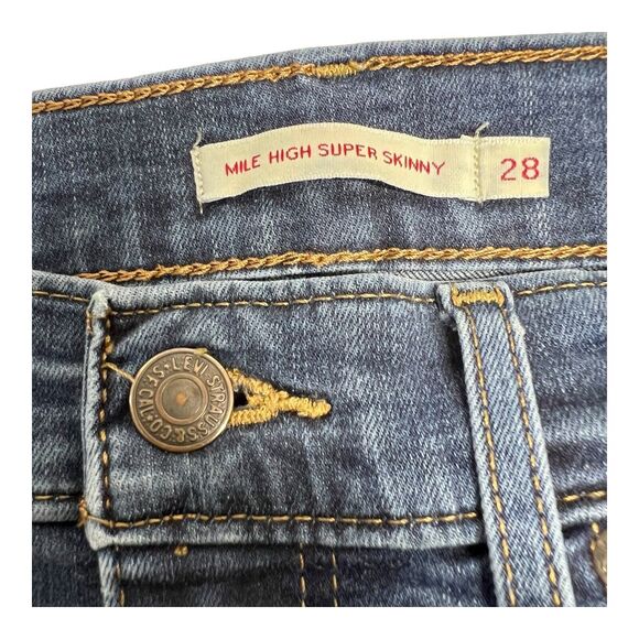 Levi Mile High Super Skinny Jeans Sz 28 x 31 Medium Wash - Picture 5 of 10